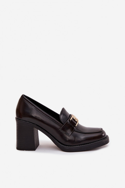 zapatos Femenino con tacones Ze color doradom Detalem CzekoladoAe Privelle