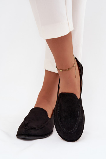 mocasines de mujerde gamuza ecológicau isósceles de color negro Miryelle