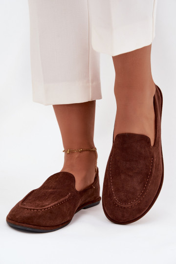 mocasines de mujerde gamuza ecológicau isósceles color marrón Miryelle 2