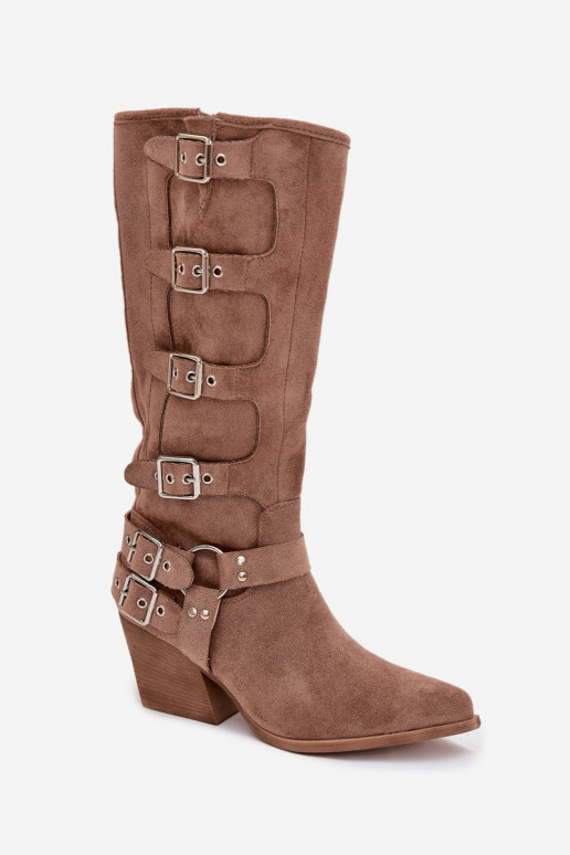 botas estilo vaquero con tacones con hebillas beige Fivelle botas estilo vaquero con tacones con hebillas beige Fivelle