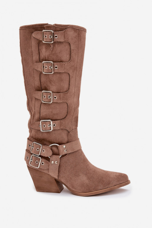 botas estilo vaquero con tacones con hebillas beige Fivelle botas estilo vaquero con tacones con hebillas beige Fivelle