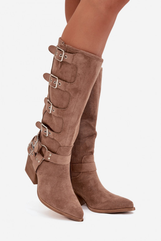 botas estilo vaquero con tacones con hebillas beige Fivelle botas estilo vaquero con tacones con hebillas beige Fivelle