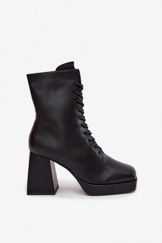 Botas de mujer calentamiento con tacones con un encaje de color negro Juvina Botas de mujer calentamiento con tacones con un encaje de color negro Juvina