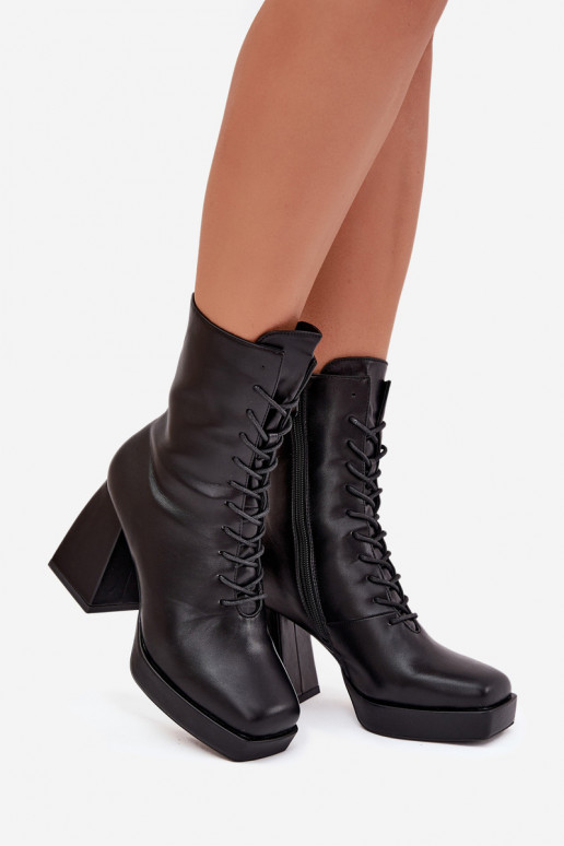 Botas de mujer calentamiento con tacones con un encaje de color negro Juvina Botas de mujer calentamiento con tacones con un encaje de color negro Juvina