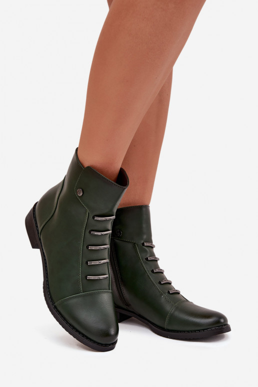 calentamiento Botas de mujer con tacones anchos color verde Labise