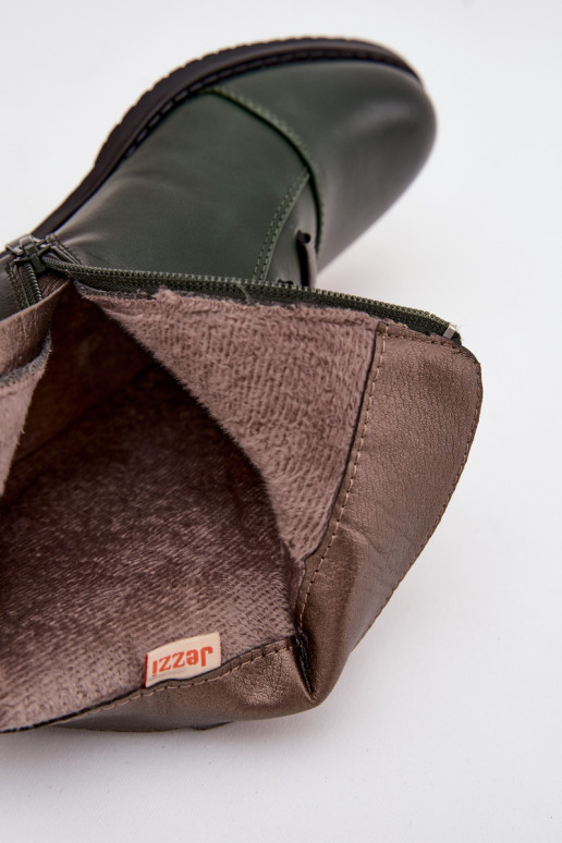 calentamiento Botas de mujer con tacones anchos color verde Labise