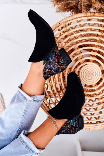 Botas de mujer Tiene queciejka de color negro con flores 04091-57 2