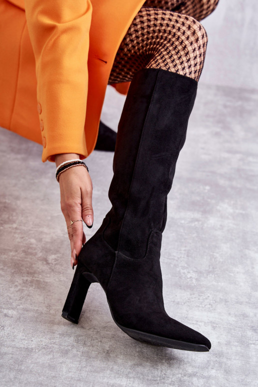 Botas hasta la rodilla con tacón de color negro Truly Love