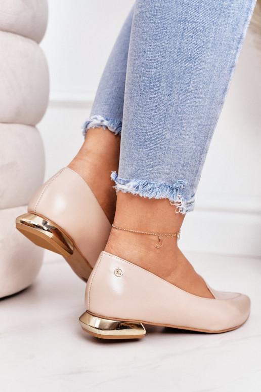 Mocasines con tacones dorados Laura Messi 2013 beige Mocasines con tacones dorados Laura Messi 2013 beige