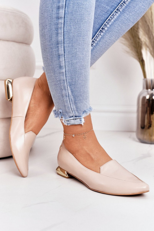 Mocasines con tacones dorados Laura Messi 2013 beige Mocasines con tacones dorados Laura Messi 2013 beige