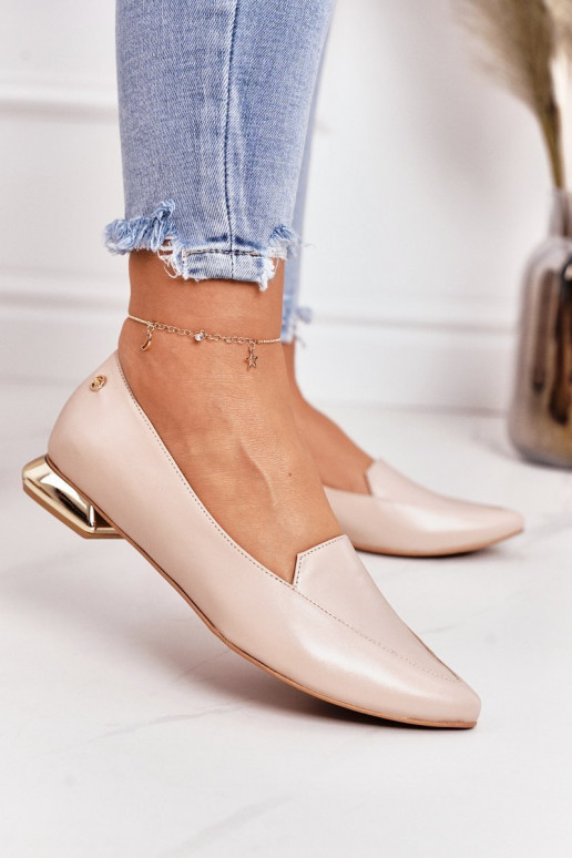 Mocasines con tacones dorados Laura Messi 2013 beige Mocasines con tacones dorados Laura Messi 2013 beige