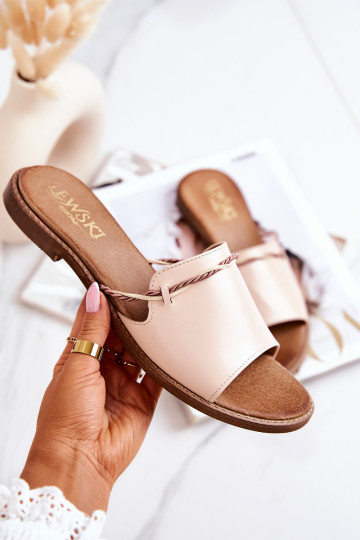 Zapatillas de cuero LeAski Shoes 3047 beige