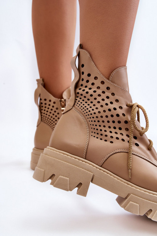 Piel botas altas de montar con elementos calados beige Abilene Piel botas altas de montar con elementos calados beige Abilene