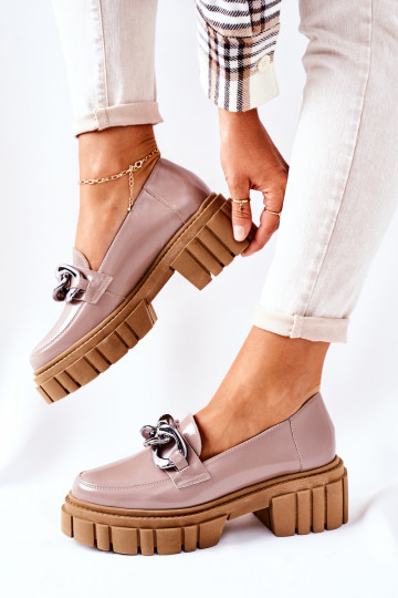 Femenino zapatos Mocasines Piel color capuchino Laura Messi 2339 2