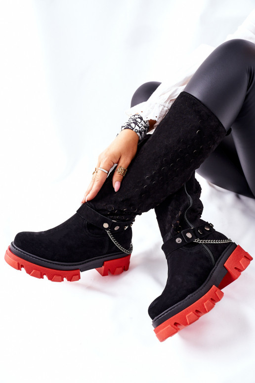 Femenino Piel botas LeAski de color negro de gamuza 2866