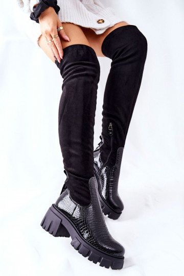 Piel botas Tiene queciejka  de color negro 05260-01