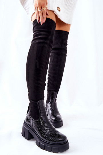 Piel botas Tiene queciejka  de color negro 05260-01 2