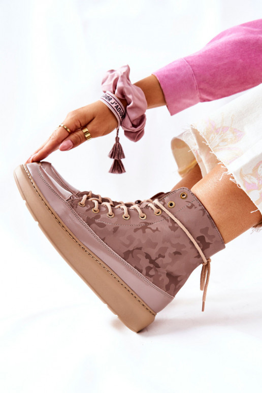 Estilo deportivo Piel zapatos LeAski 3034 beige con camuflaje Estilo deportivo Piel zapatos LeAski 3034 beige con camuflaje