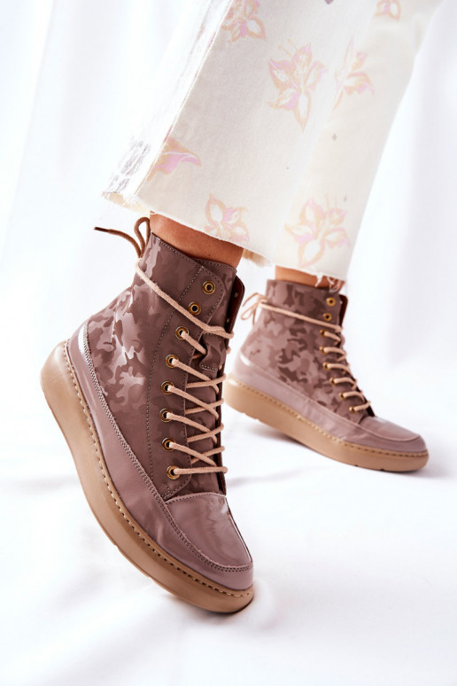 Estilo deportivo Piel zapatos LeAski 3034 beige con camuflaje Estilo deportivo Piel zapatos LeAski 3034 beige con camuflaje