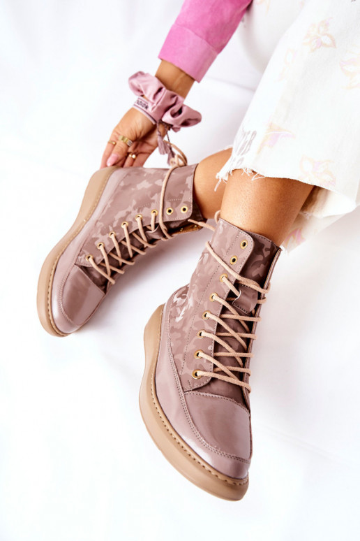 Estilo deportivo Piel zapatos LeAski 3034 beige con camuflaje Estilo deportivo Piel zapatos LeAski 3034 beige con camuflaje