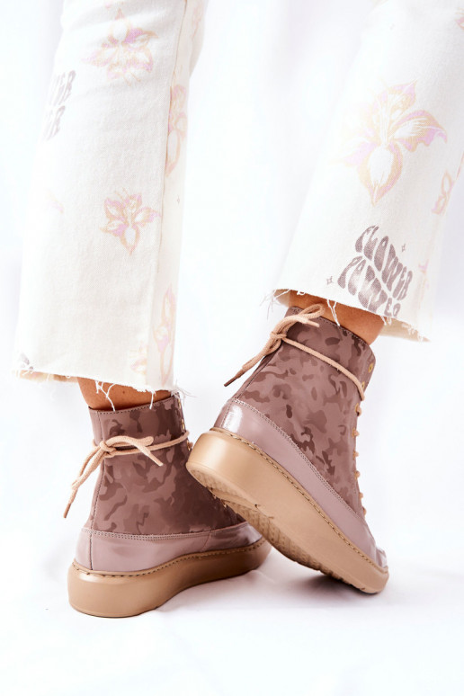 Estilo deportivo Piel zapatos LeAski 3034 beige con camuflaje Estilo deportivo Piel zapatos LeAski 3034 beige con camuflaje