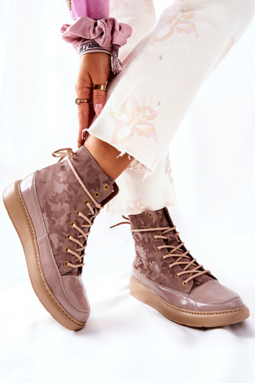 Estilo deportivo Piel zapatos LeAski 3034 beige con camuflaje Estilo deportivo Piel zapatos LeAski 3034 beige con camuflaje