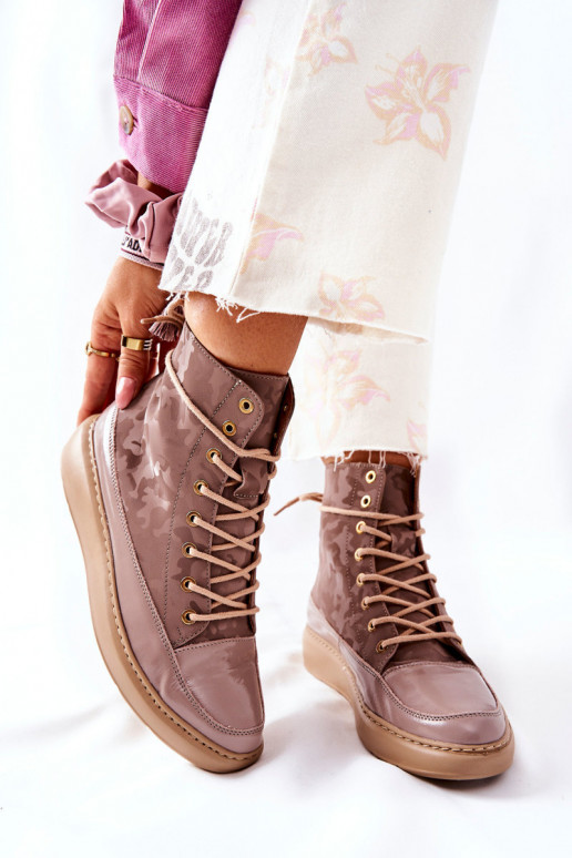 Estilo deportivo Piel zapatos LeAski 3034 beige con camuflaje Estilo deportivo Piel zapatos LeAski 3034 beige con camuflaje