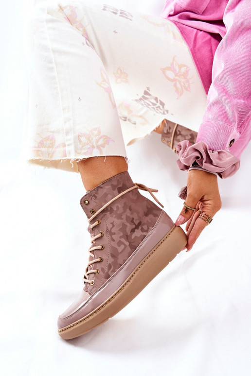 Estilo deportivo Piel zapatos LeAski 3034 beige con camuflaje Estilo deportivo Piel zapatos LeAski 3034 beige con camuflaje