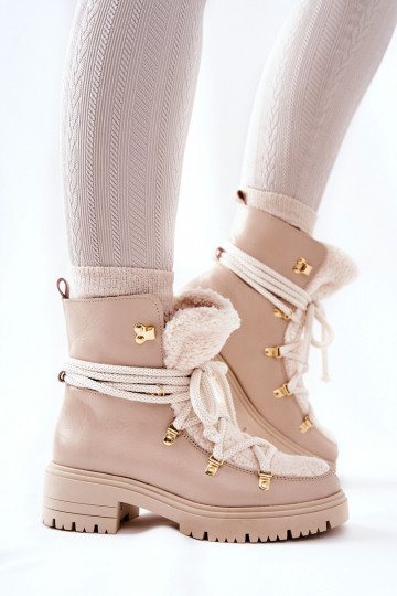 Piel Botas zapatos con correas LeAski color marfil 3116