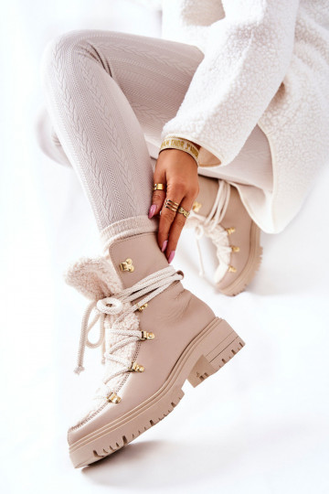 Piel Botas zapatos con correas LeAski color marfil 3116 2