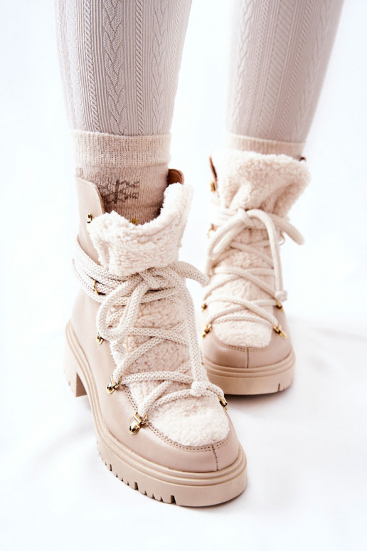 Piel Botas zapatos con correas LeAski color marfil 3116 Piel Botas zapatos con correas LeAski color marfil 3116