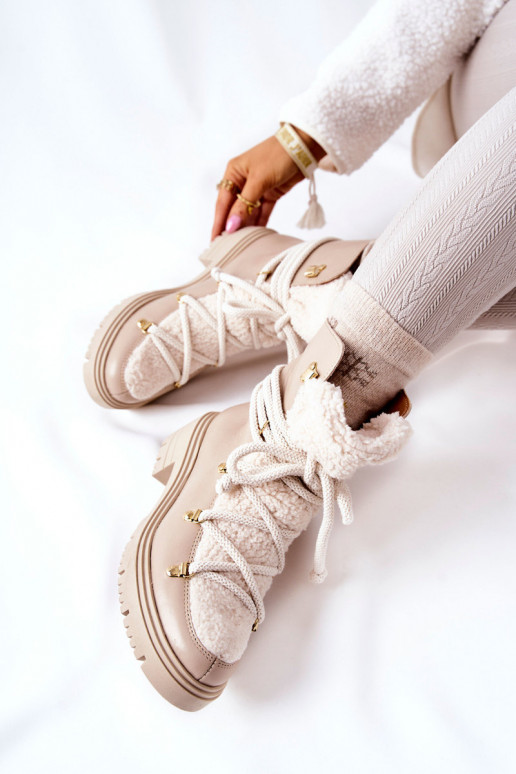 Piel Botas zapatos con correas LeAski color marfil 3116 Piel Botas zapatos con correas LeAski color marfil 3116