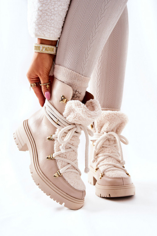 Piel Botas zapatos con correas LeAski color marfil 3116 Piel Botas zapatos con correas LeAski color marfil 3116