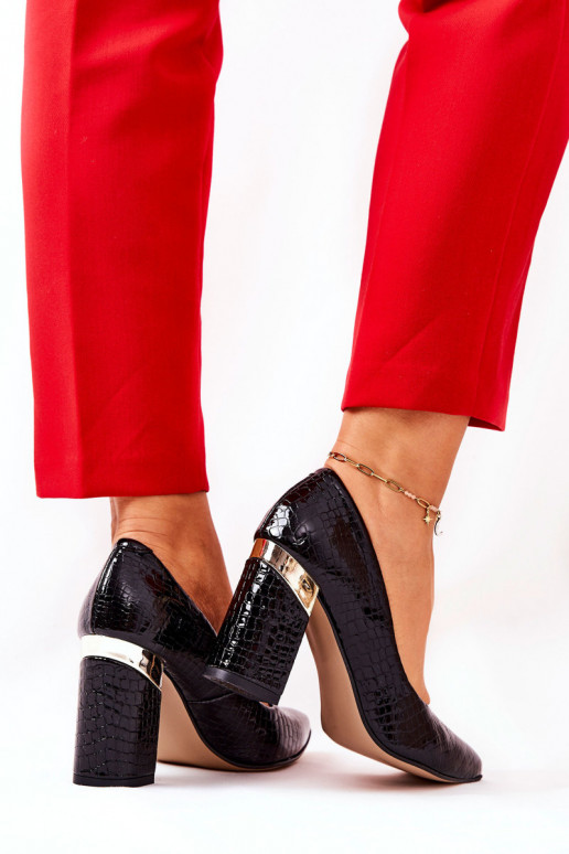 Piel Zapatos LeAski con imitación de piel de serpiente 3117 de color negro