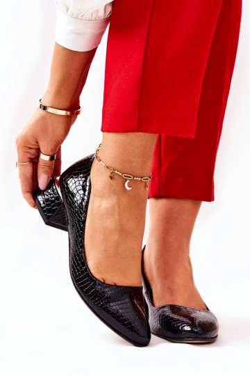 Piel con imitación de piel de serpiente Zapatos LeAski 3118 de color negro