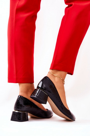 Piel con imitación de piel de serpiente Zapatos LeAski 3118 de color negro 2