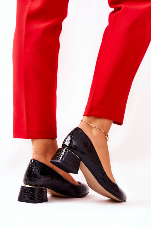 Piel con imitación de piel de serpiente Zapatos LeAski 3118 de color negro Piel con imitación de piel de serpiente Zapatos LeAski 3118 de color negro