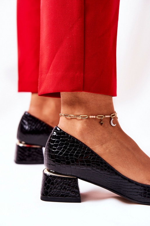 Piel con imitación de piel de serpiente Zapatos LeAski 3118 de color negro Piel con imitación de piel de serpiente Zapatos LeAski 3118 de color negro