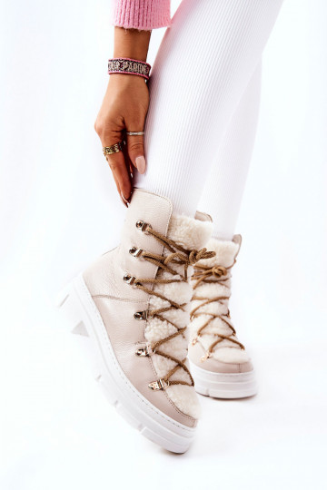 calentamiento Piel Botas zapatos color marfil Nerisso