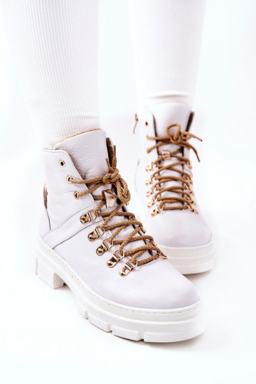 Piel calentamiento Botas Blanco-beige Brescia 2