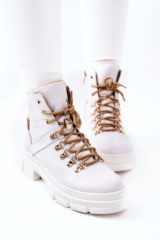 Piel calentamiento Botas Blanco-beige Brescia