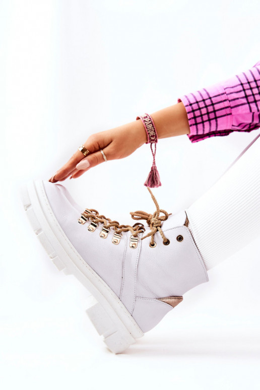 Piel calentamiento Botas Blanco-beige Brescia