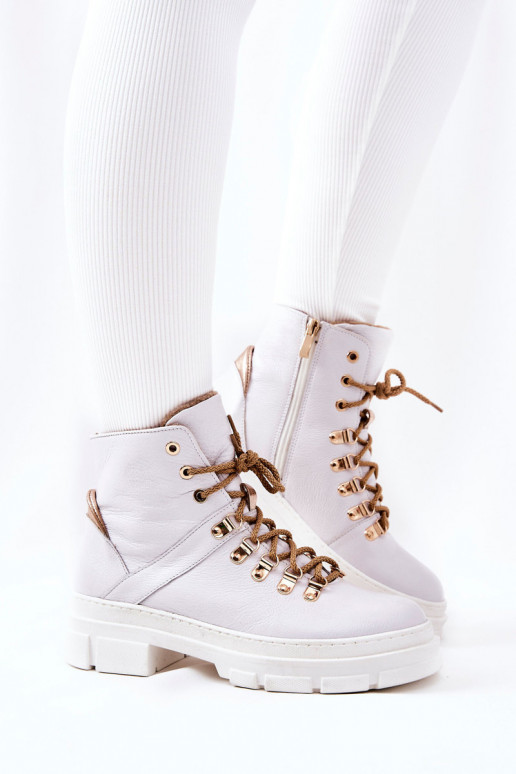 Piel calentamiento Botas Blanco-beige Brescia