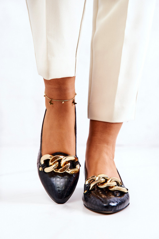 Piel con imitación de piel de serpiente Zapatos de color negro Elissabeth