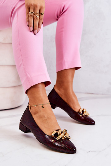 Piel con efecto barniz con imitación de piel de serpiente Zapatos borgoña Elissabeth