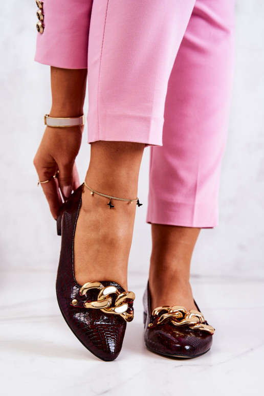 Piel con efecto barniz con imitación de piel de serpiente Zapatos borgoña Elissabeth