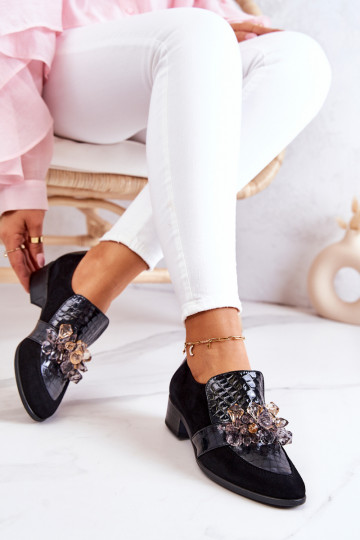 de gamuza zapatos con adornos de color negro Davine 2