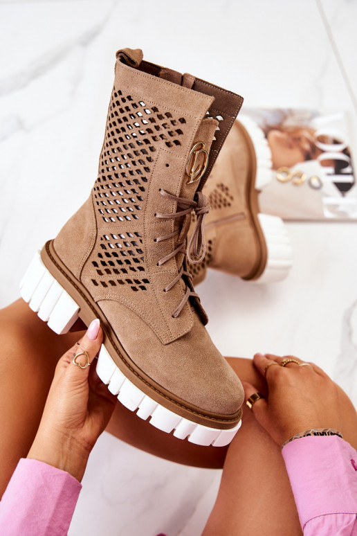 Piel Alto botines de trabajo Nicole color marrón 2706 Piel Alto botines de trabajo Nicole color marrón 2706