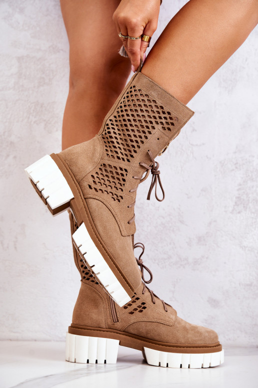 Piel Alto botines de trabajo Nicole color marrón 2706 Piel Alto botines de trabajo Nicole color marrón 2706