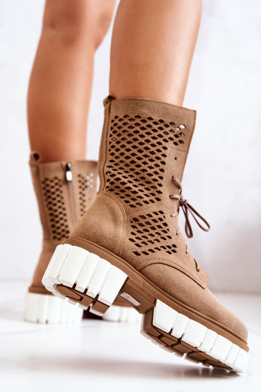 Piel Alto botines de trabajo Nicole color marrón 2706 Piel Alto botines de trabajo Nicole color marrón 2706